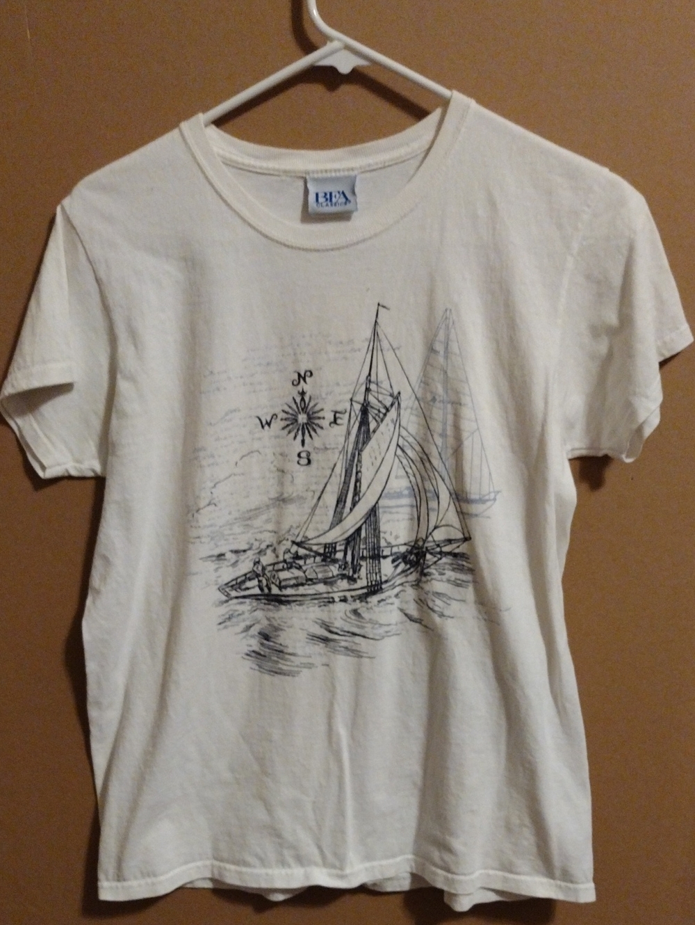 Vintage Sailboat Graphic Women Tee - White